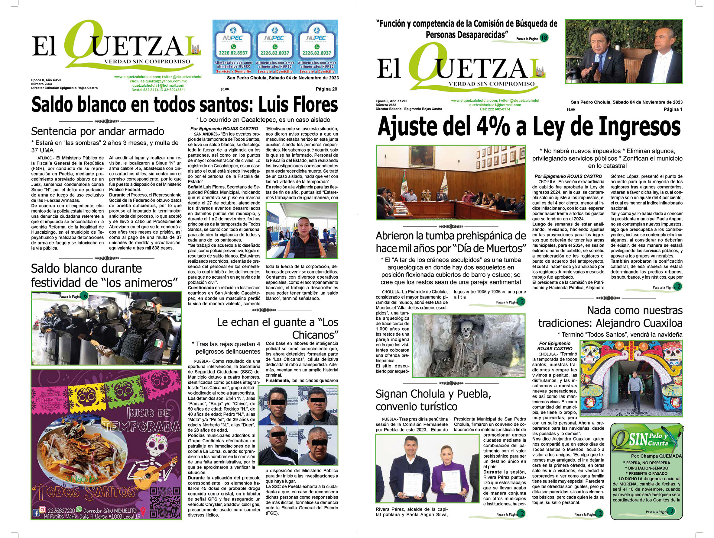 Nuestra Portada Edici N Noviembre El Quetzal De Cholula