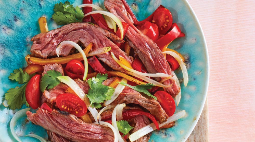 Fajitas de carne arrachera con verdura