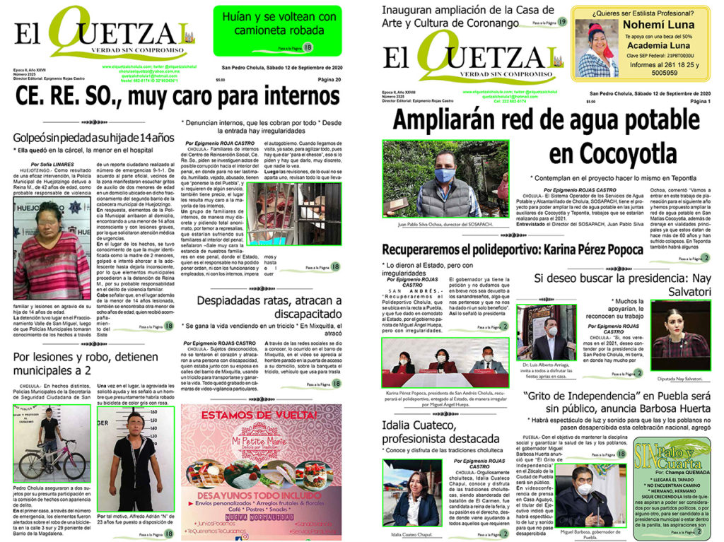 NUESTRA PORTADA EDICIÓN 2325 DEL 12 DE SEPTIEMBRE 2020