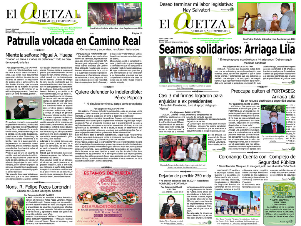 NUESTRA PORTADA EDICIÓN 2326 DEL 16 DE SEPTIEMBRE 2020