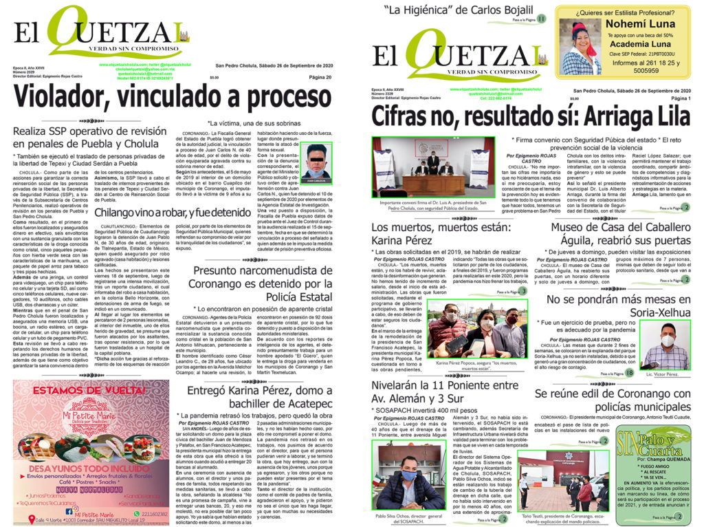 Nuestra Portada, edición 2329 del 26 de Septiembre de 2020