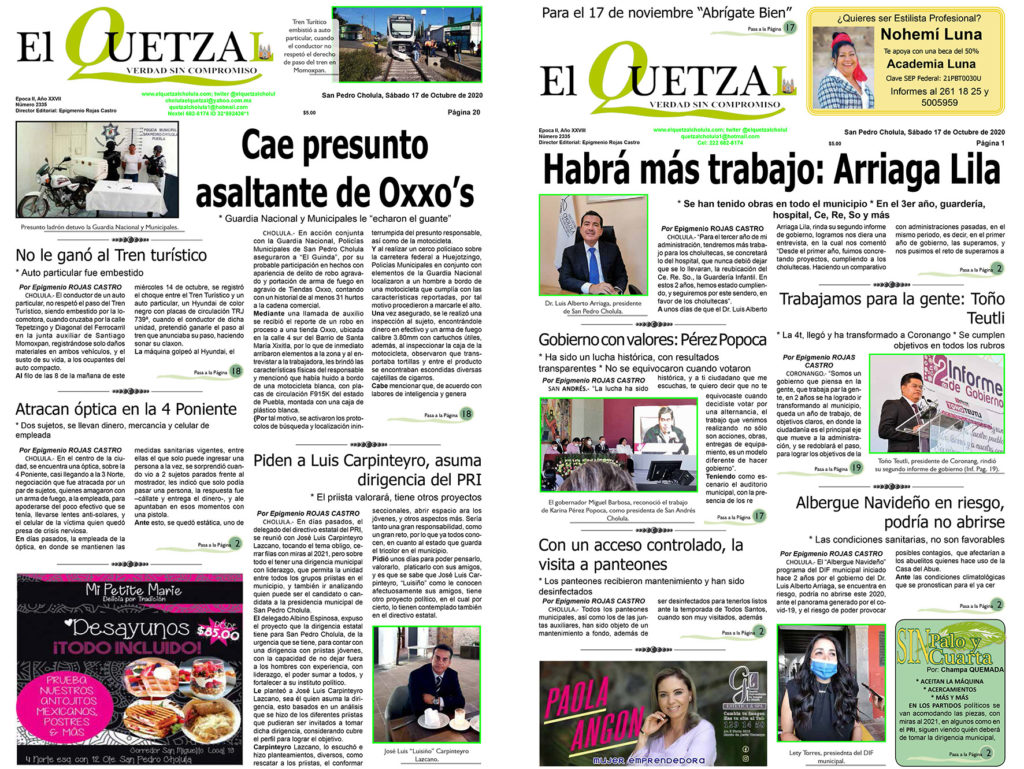 NUESTRA PORTADA, EDICIÓN 2335, 17 OCTUBRE 2020