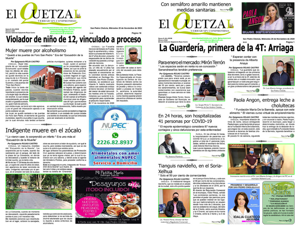 Nuestra Portada, Edición 2346 del 25 de Noviembre del 2020