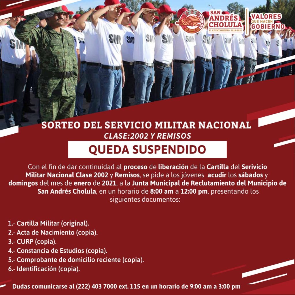 Soldados del SMN clase 2002 de San Andrés Cholula