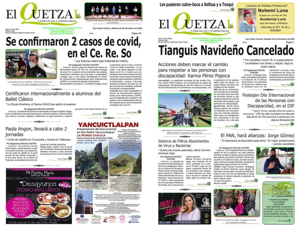 Nuestra Portada edición 2349, del 5 de Diciembre de 2020.