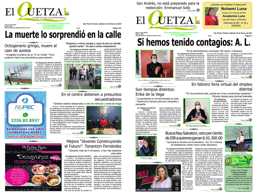 Nuestra Portada edición 2361 del 16 de enero 2021