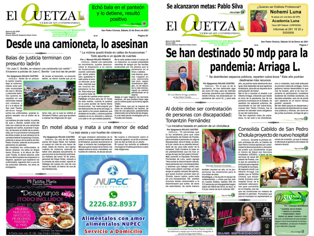 Nuestra Portada Edición 2363 del 23 de Enero 2021