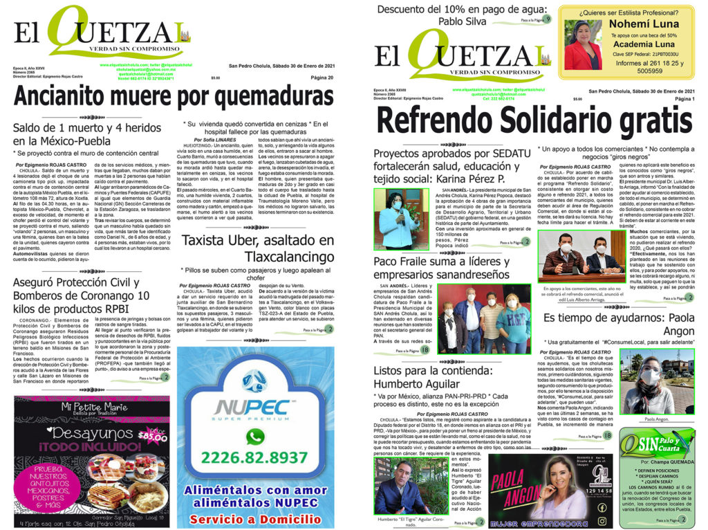 Nuestra Portada Edición 2365, del 30 de Enero 2021