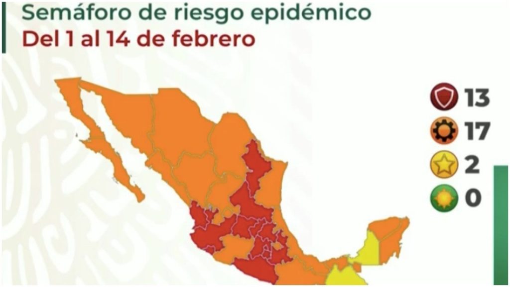 Trece estados están en semáforo epidemiológico rojo; ninguno en verde