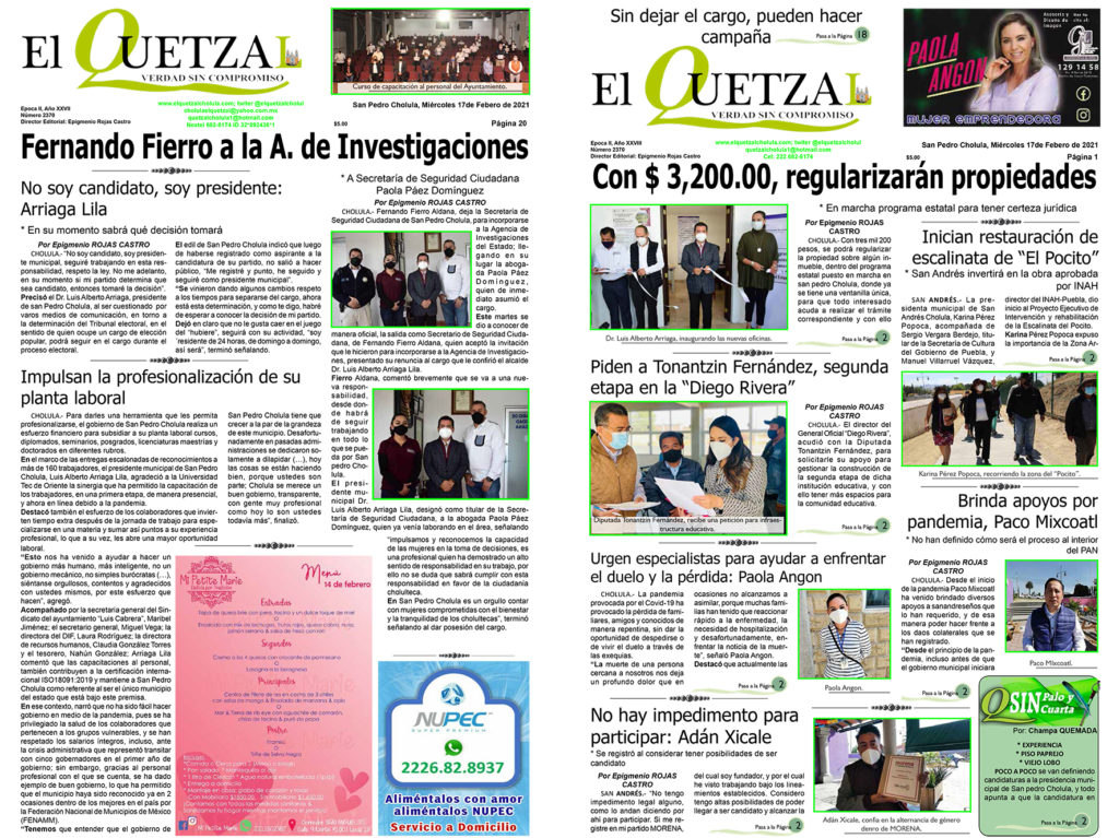 Nuestra Portada, Edición 2370 del 17de Febrero del 2021