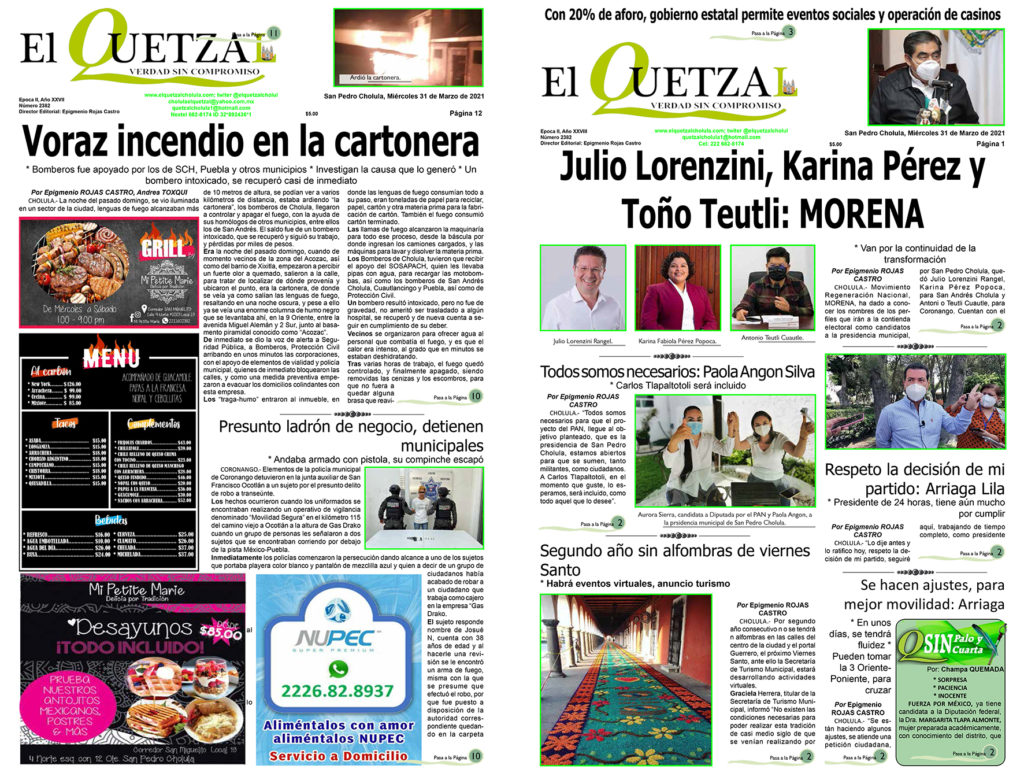 Nuestra Portada, Edición 2382 del 31 de Marzo 2021