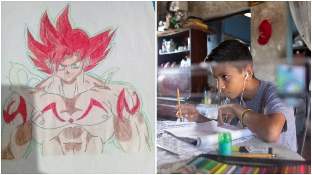 Niño vende dibujos por Twitter para ayudar a su madre a comprar comida