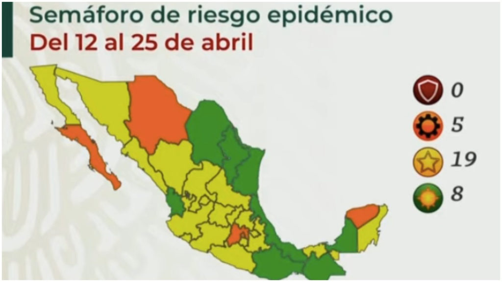 México avanza en el semáforo COVID tras vacaciones de Semana Santa; ocho estados están en verde
