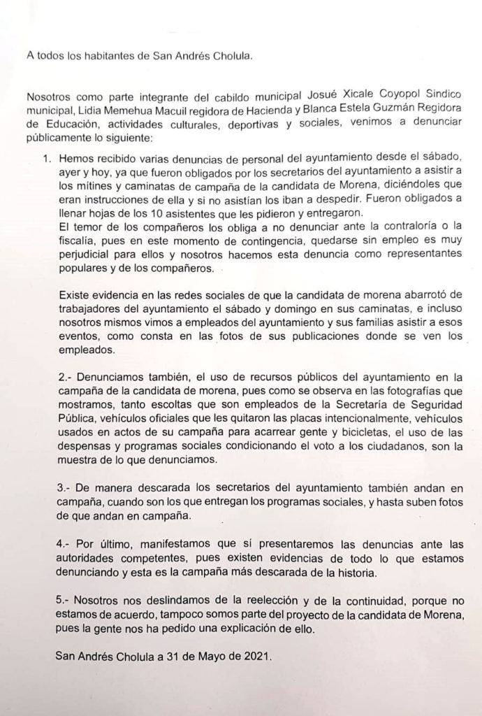 Obligan a trabajadores a ir a eventos políticos: Síndico