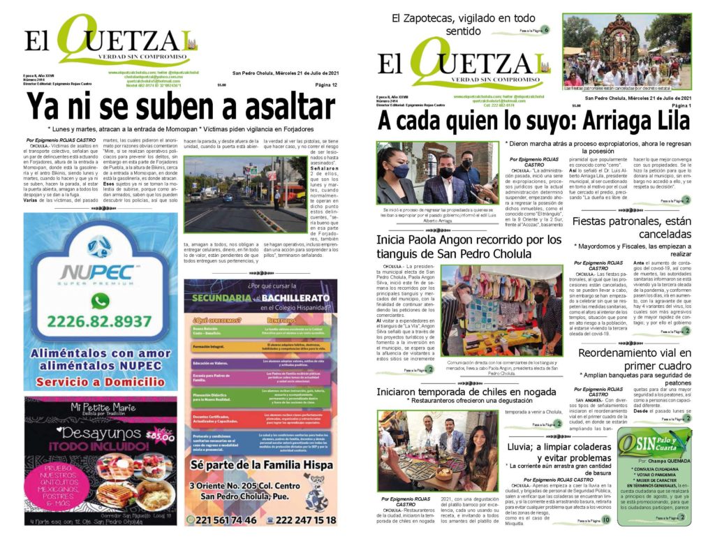 Nuestra Portada Edición 2414 del 21 de Julio 2021