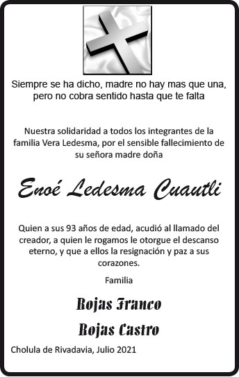 Falleció Enoé Ledesma Cuautli