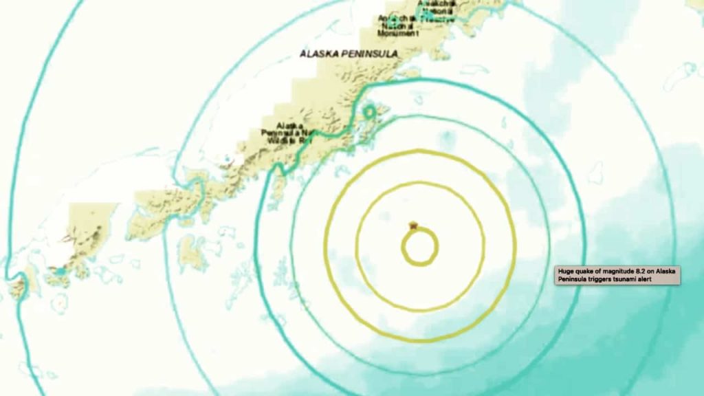 Sismo de magnitud 8.2 se registra frente a costas de la península de Alaska