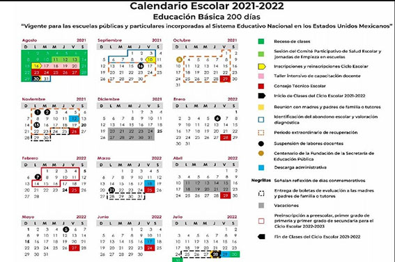 El calendario escolar 2021-2022 de la SEP para imprimir o descargar
