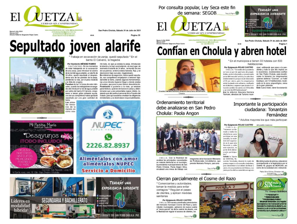 Nuestra Portada Edición 2417, del 31 de Julio 2021