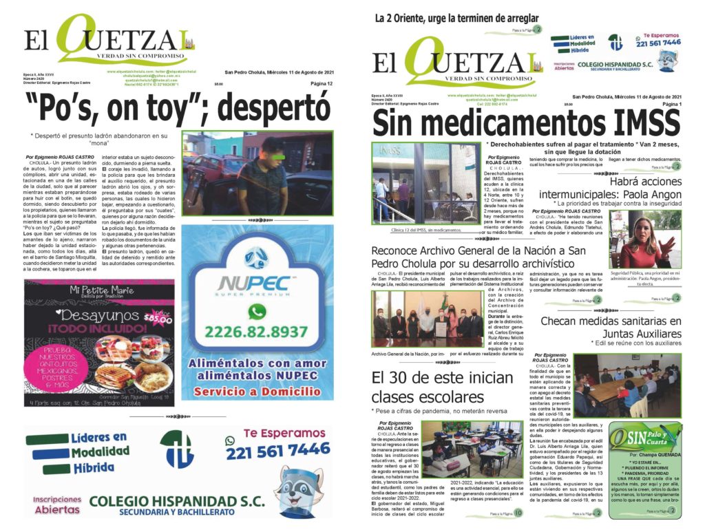 Nuestra Portada, Edición 2420 del 11 de Agosto 2021