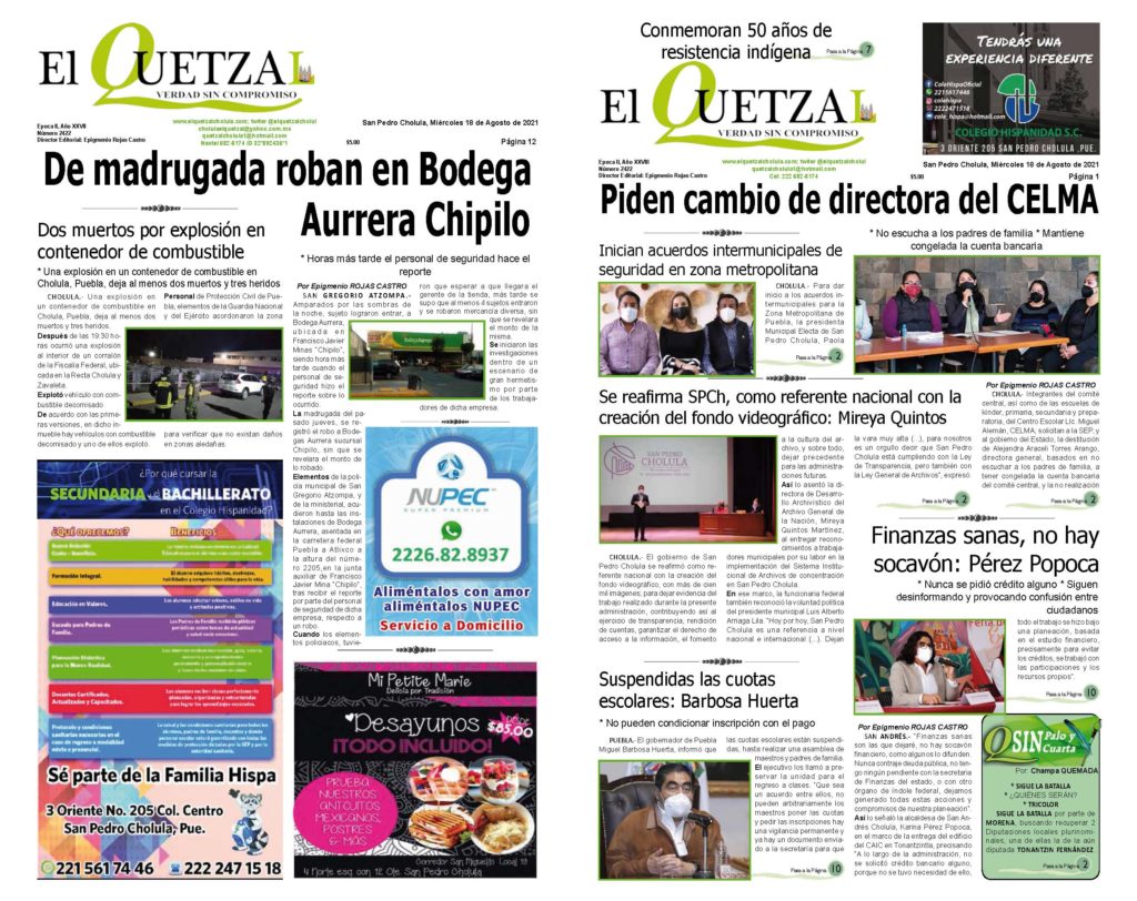 Nuestra Portada, Edición 2422 del 18 de agosto 2021