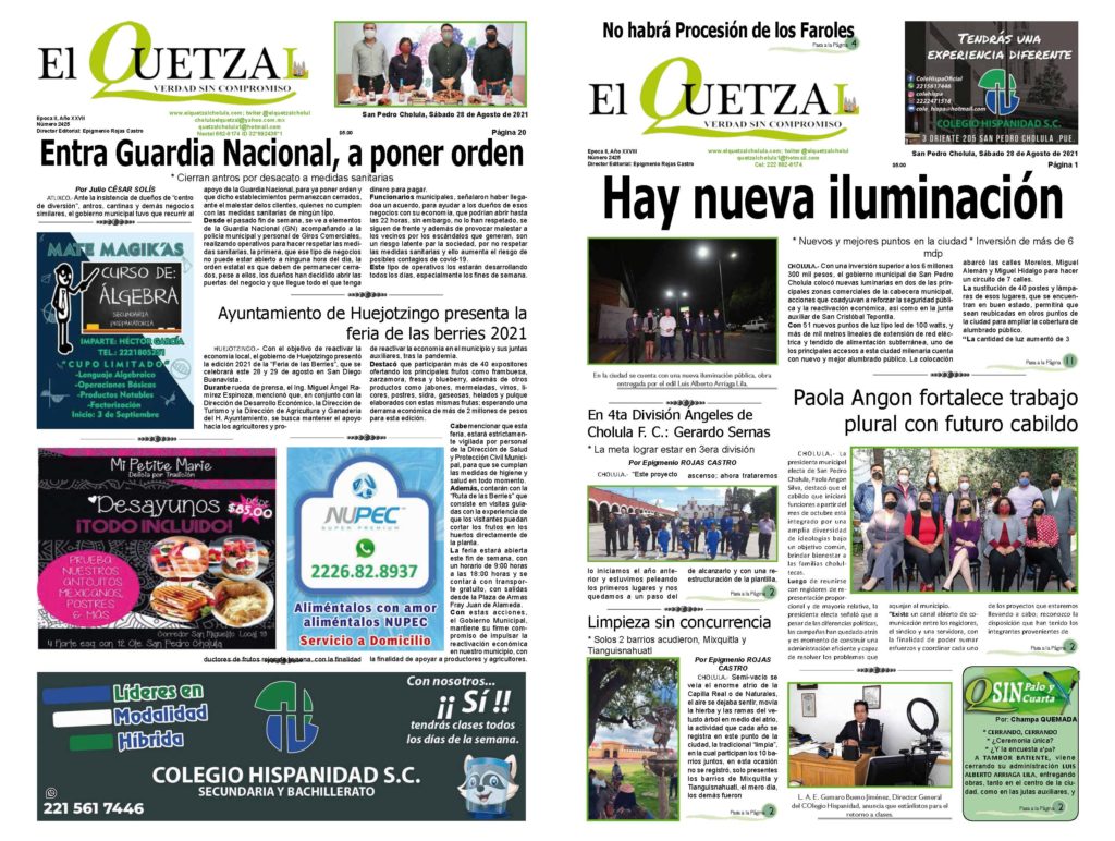 Nuestra Portada, Edición 2425 del 28 de Agosto 2021