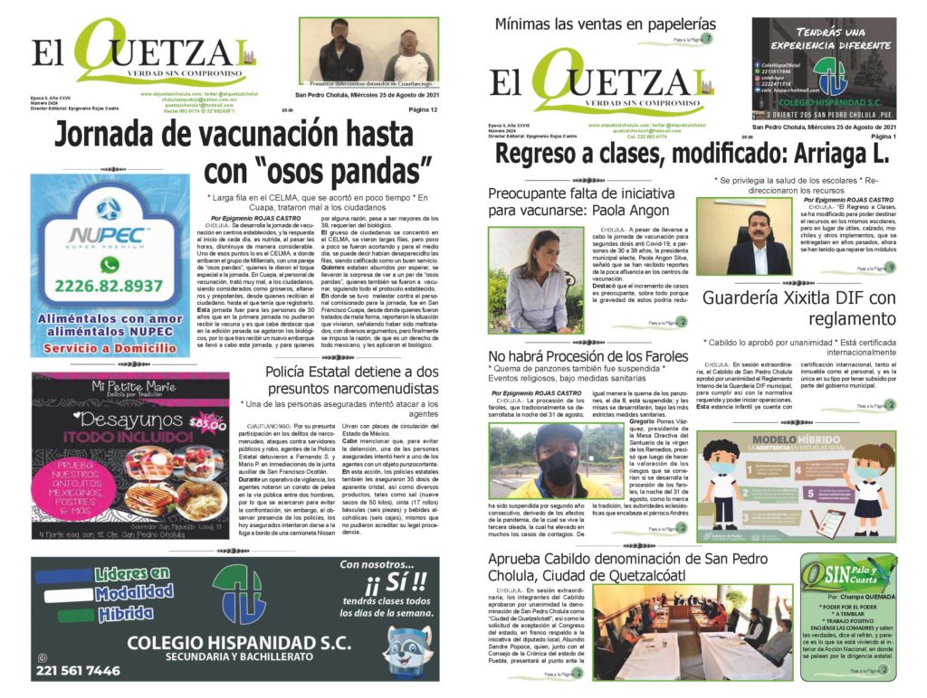 Nuestra Portada, Edición 2424 del 25 de Agosto 2021