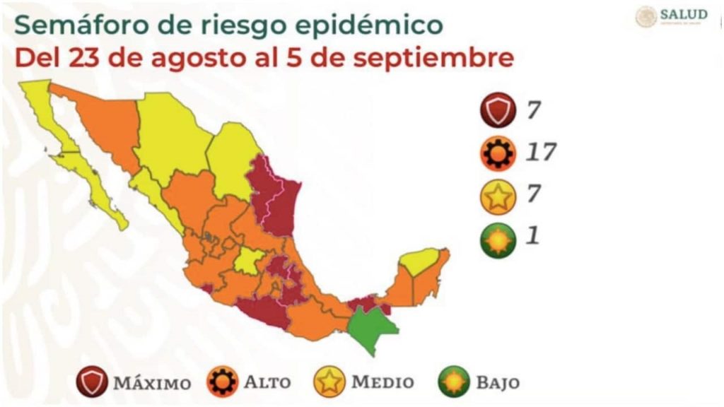 Siete estados estarán en Semáforo Rojo y 17 en Naranja por COVID: Salud Federal