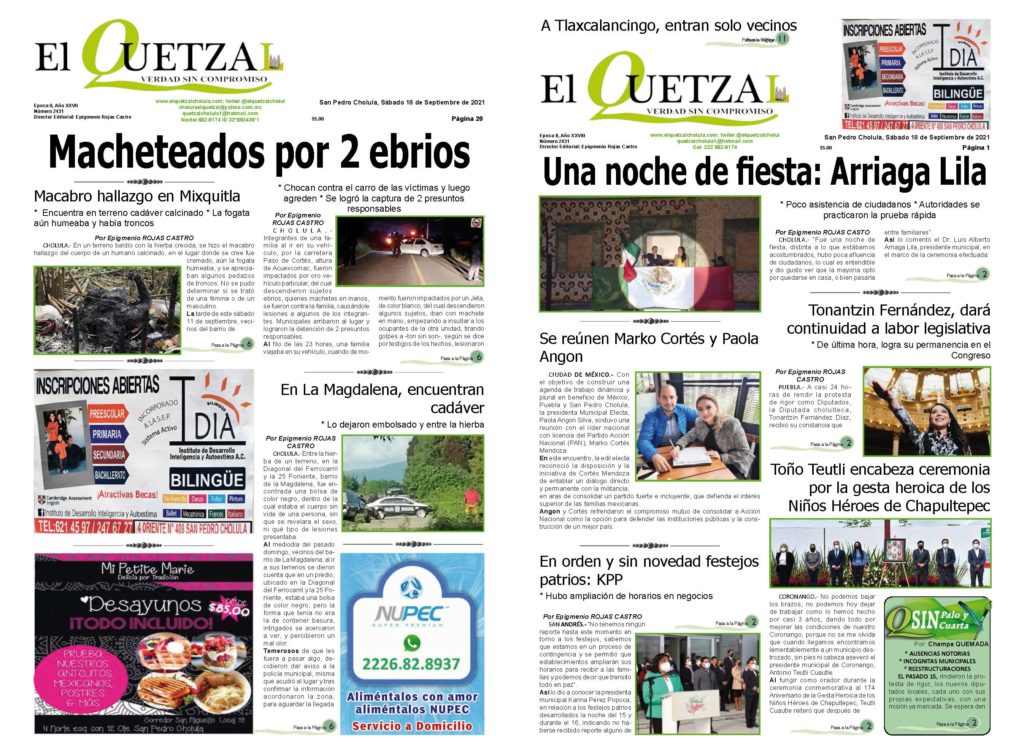 Nuestra Portada, Edición 2431 del 18 Septiembre 2021