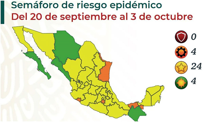 Secretaría de Salud pone a 24 estados en Amarillo y cuatro en verde por covid-19