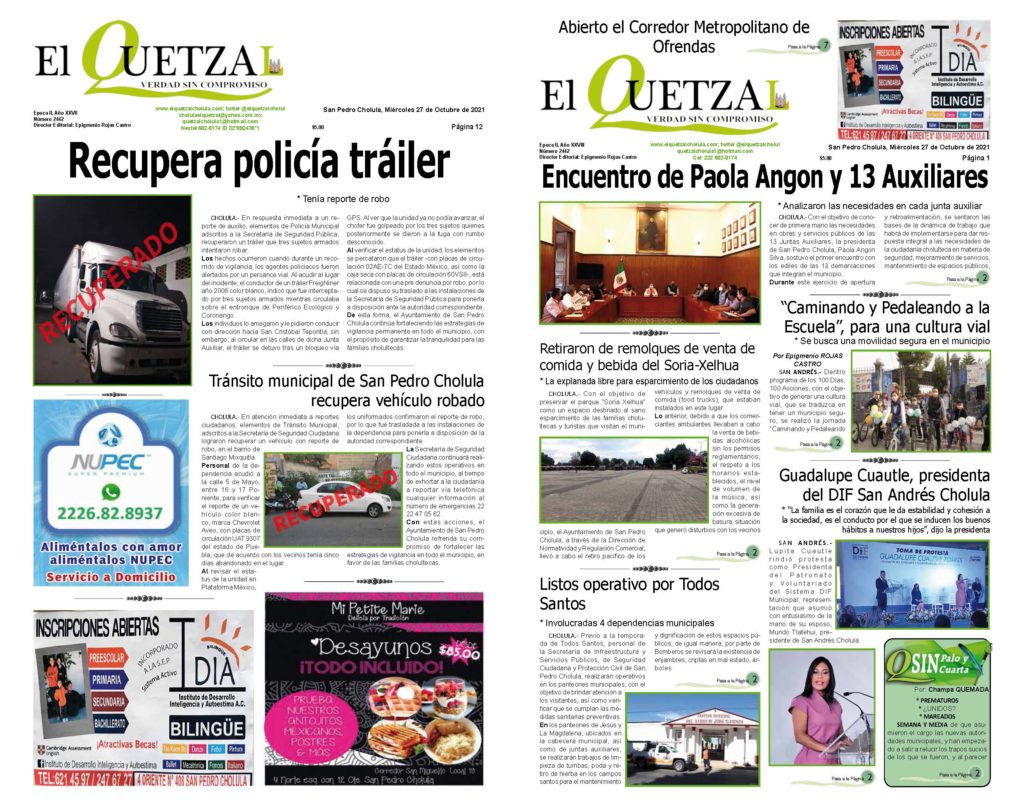 Nuestra Portada, Edición 2442 del 27 Octubre 2021