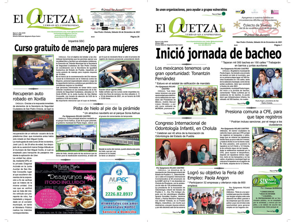 Nuestra  Portada, Edición 2453 del 04 Diciembre 2021