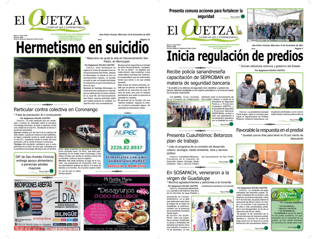 Nuestra Portada, Edición 2456, 15 de Diciembre 2021