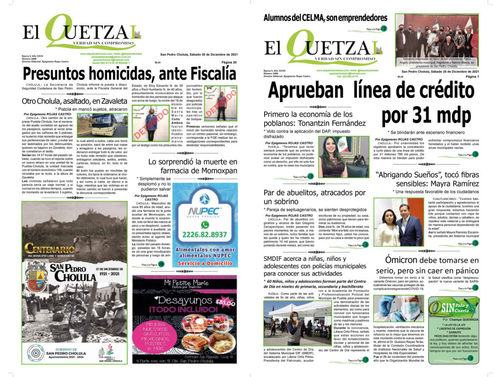 Nuestra Portada, Edición 2459 del 25 de Diciembre 2021