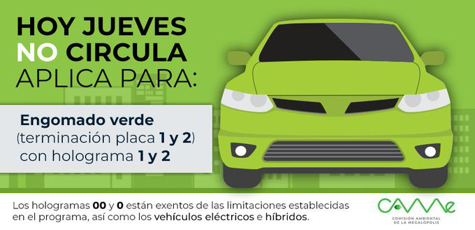 Hoy No Circula para el jueves 30 de diciembre en CDMX y Edomex