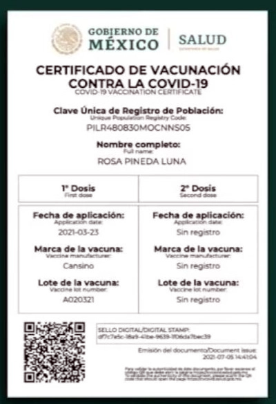 Certificado de Vacunación
