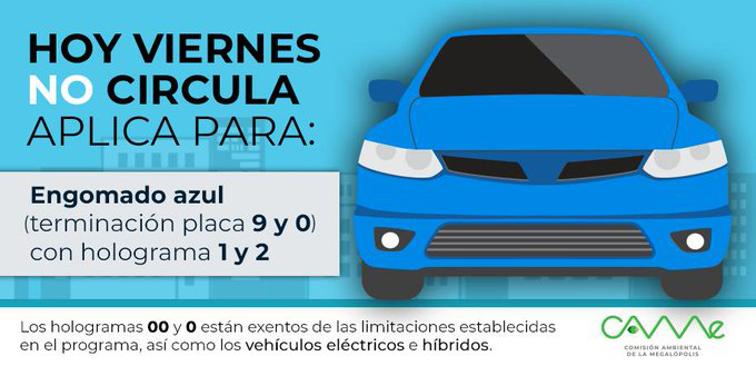 Hoy No Circula para el viernes 31 de diciembre en CDMX y Edomex