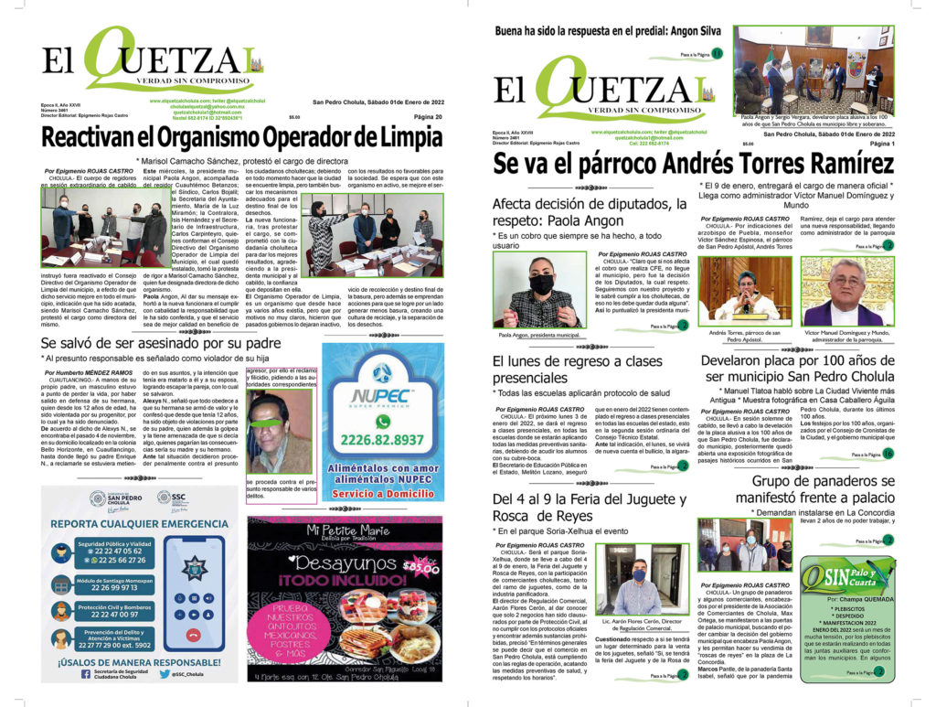 Nuestra Portada, Edición 2461 del 01 ENERO 2022