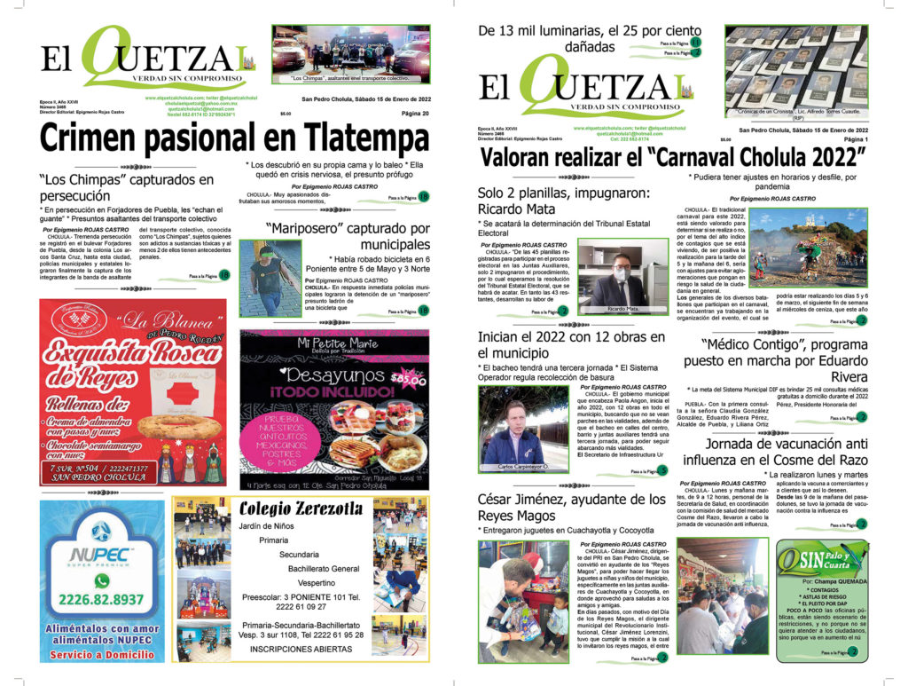 Nuestra Portada, Edición 2465 del 15 de Enero 2022