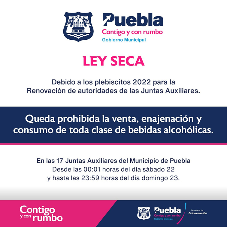 En las 17 juntas auxiliares del municipio de Puebla “ley seca” por plebiscitos