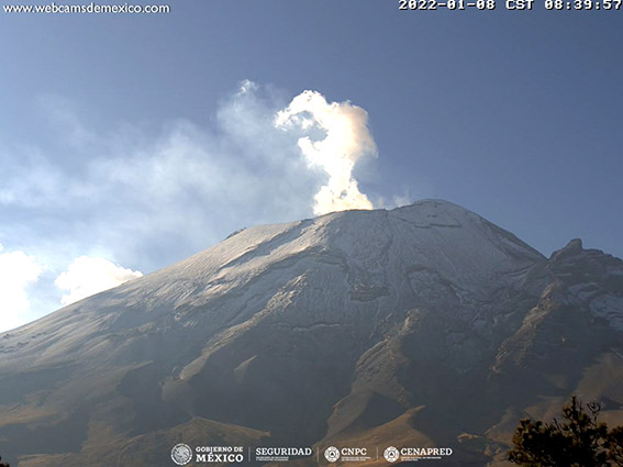 Reporte del monitoreo de CENAPRED al volcán Popocatépetl