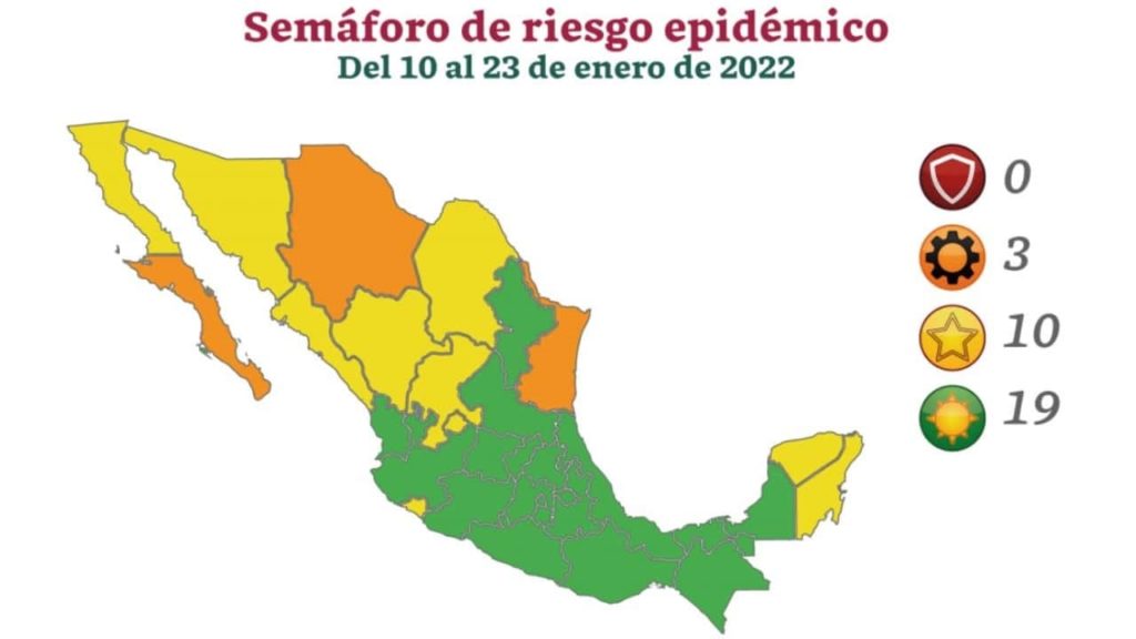 México retrocede en el Semáforo covid; tres estados están en naranja y 10 amarillo