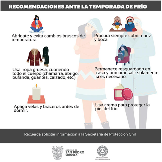 Emite gobierno de San Pedro Cholula recomendaciones ante temporada de frío