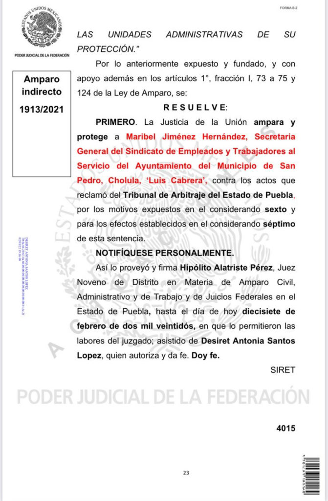 Maribel Jiménez Hernández, gana amparo
