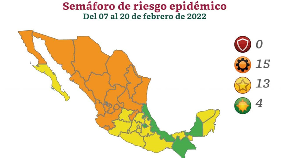 Semáforo covid: México sólo tiene cuatro Estados en verde; ninguno en rojo