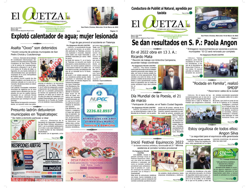Nuestra Portada de hoy, edición 2482 del 16 de marzo 2022