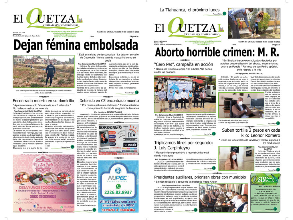 Nuestra Portada Edición 2485 del 26 Marzo 2022