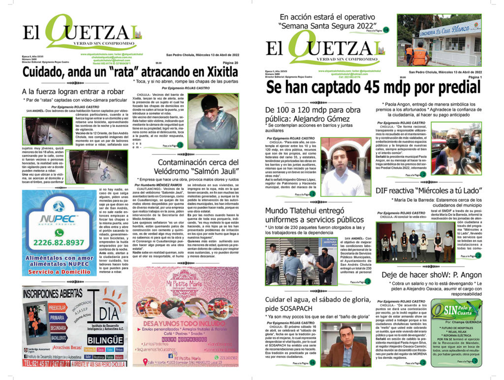 Nuestra Portada, Edición 2490 del 13 Abril 2022