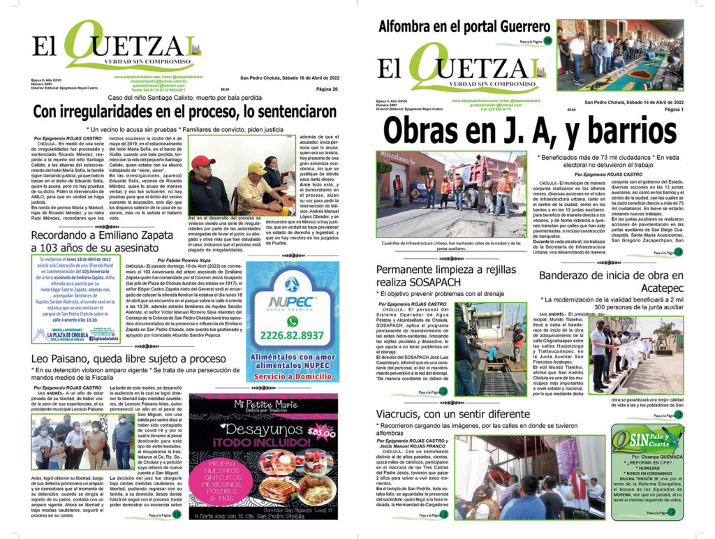 Nuestra Portada Edición 2491 del 16 Abril 2022