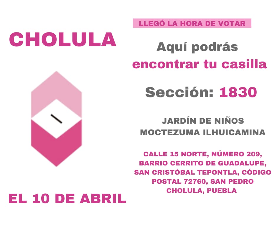 Ubicación de Casillas San Pedro Cholula1830-1845